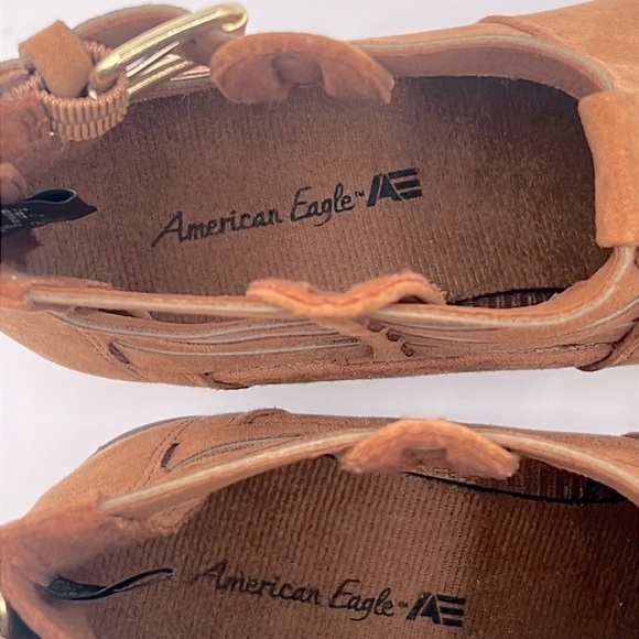 American Eagle Brown Faux Suede Ankle Booties Comfort Low Heel Fall Women’s 6.5 - Picture 7 of 9